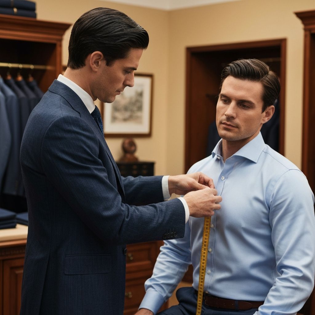 Expert tailor taking measurements